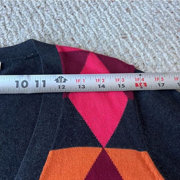 Cabi Argyle Preppy Colorblock Cotton Cardigan - Picture 5 of 10